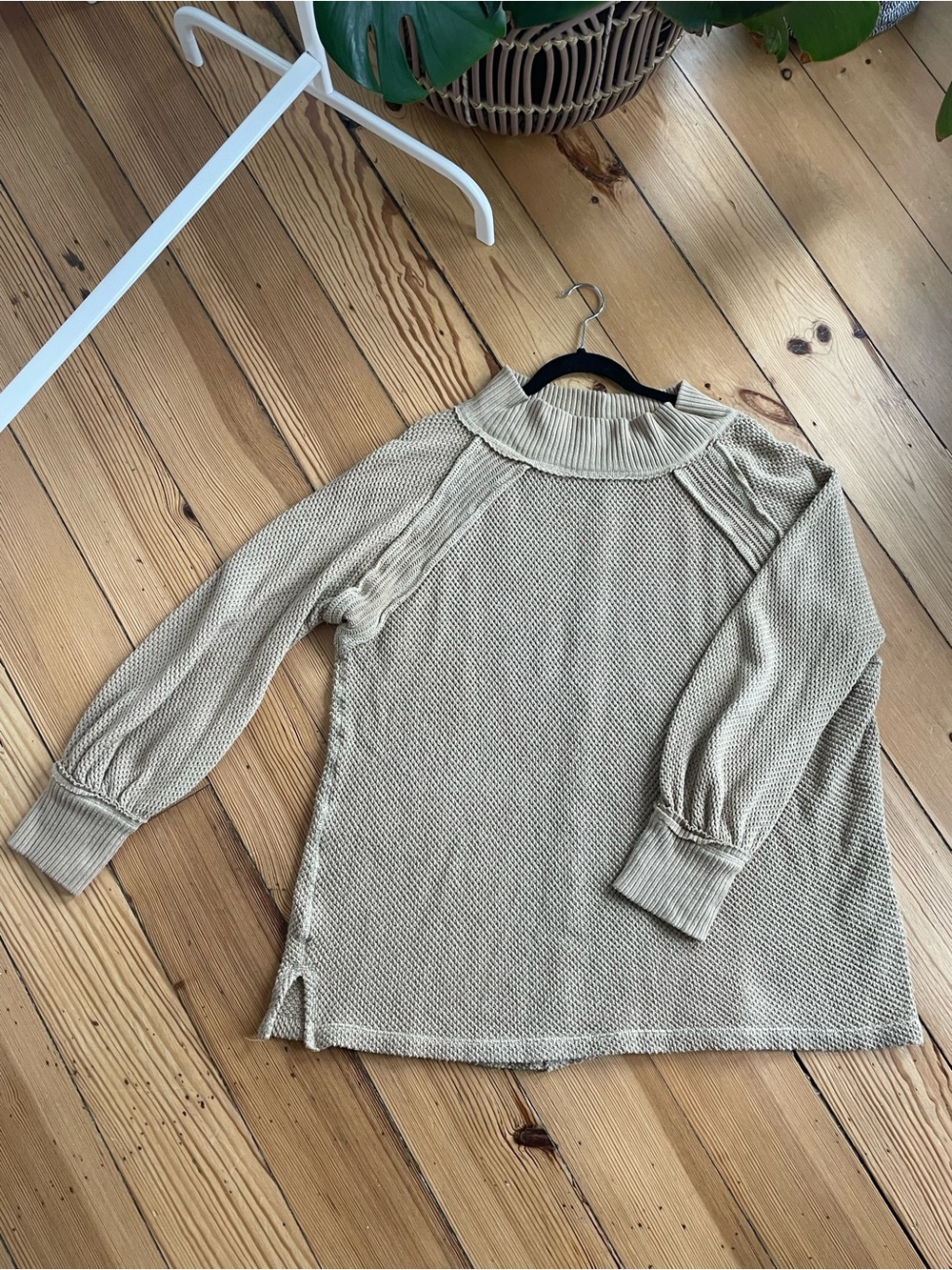 We The Free Ribbed Knit Sweater in Beige